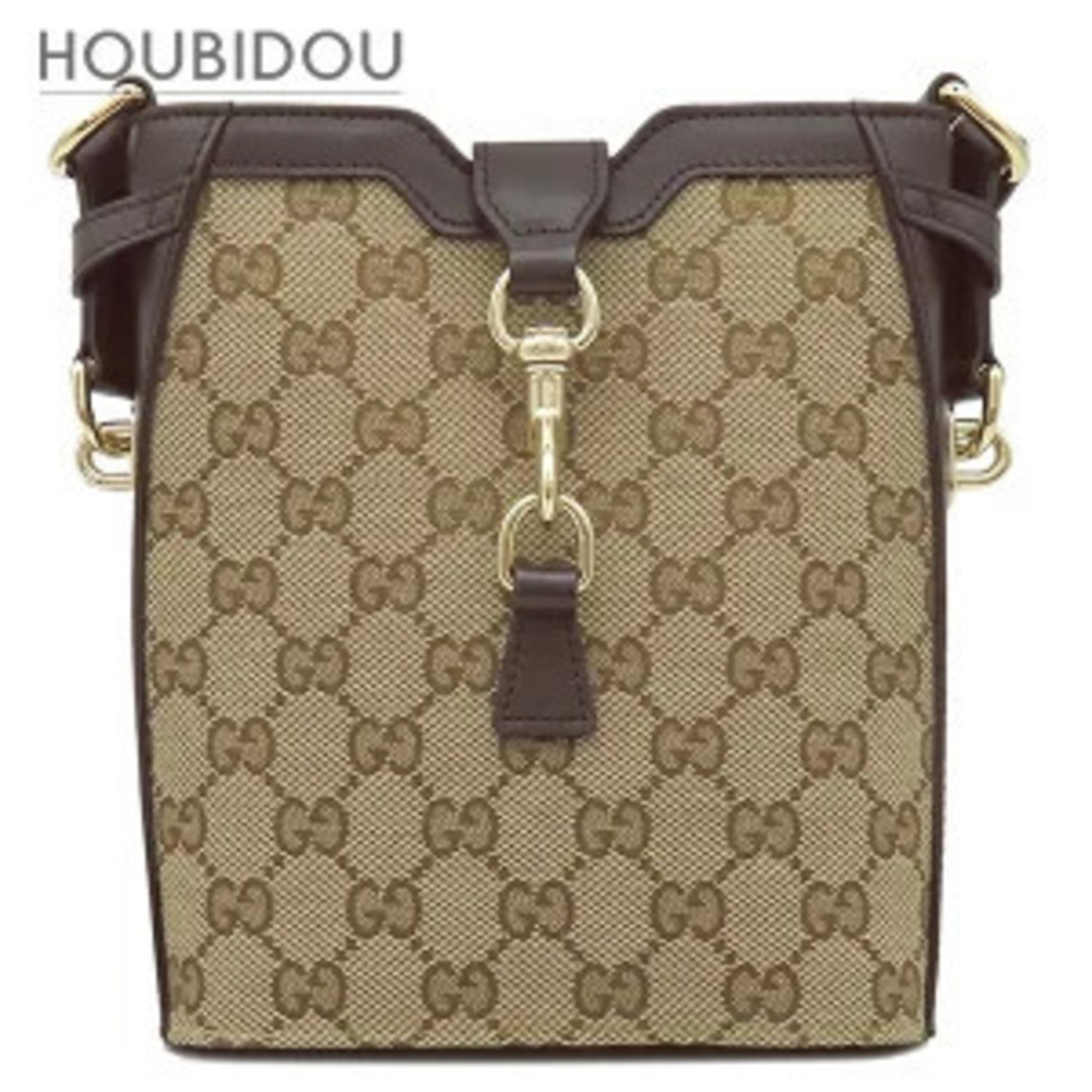 Gucci Bucket Shoulder Bag GG Canvas Leather Beige Cream x Brown